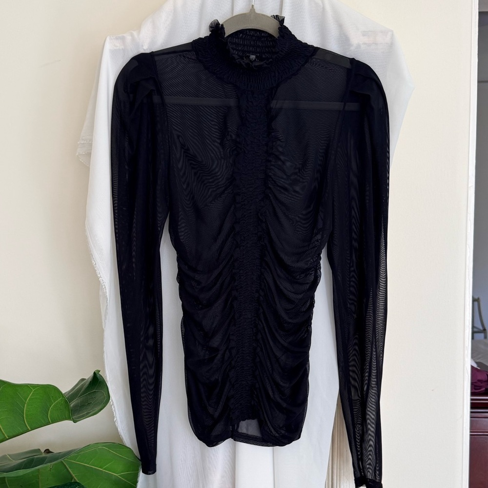 NWOT Buffalo David Bitton Black Mesh Detail Top Size Small